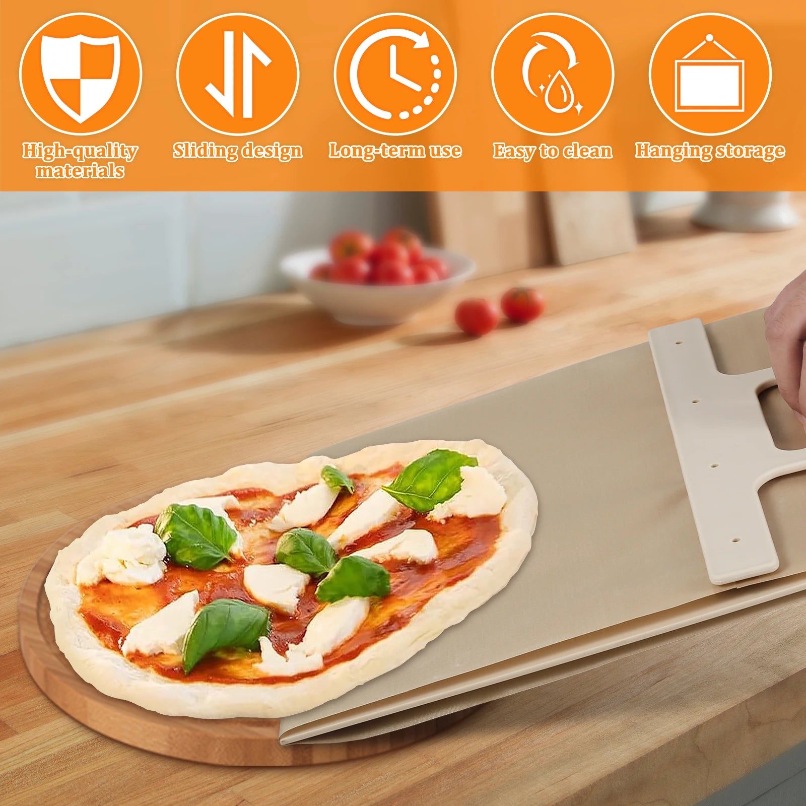 Sliding Pizza Peel Sliding Pizza Shovel with High Temperature Cloth and Handle Non-Stick Pizza Slider Paddle for Baking Pizza