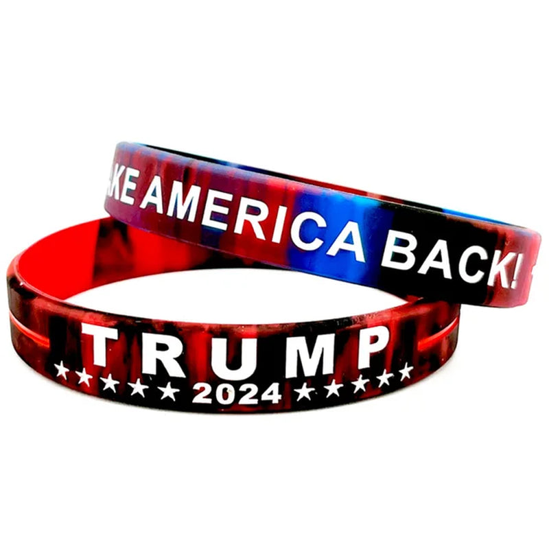 Trump 2024 Campaign Bracelet with Silicone Material Election Merchandise Adult Size Packaged Inspirational Wristbands Voter Gift