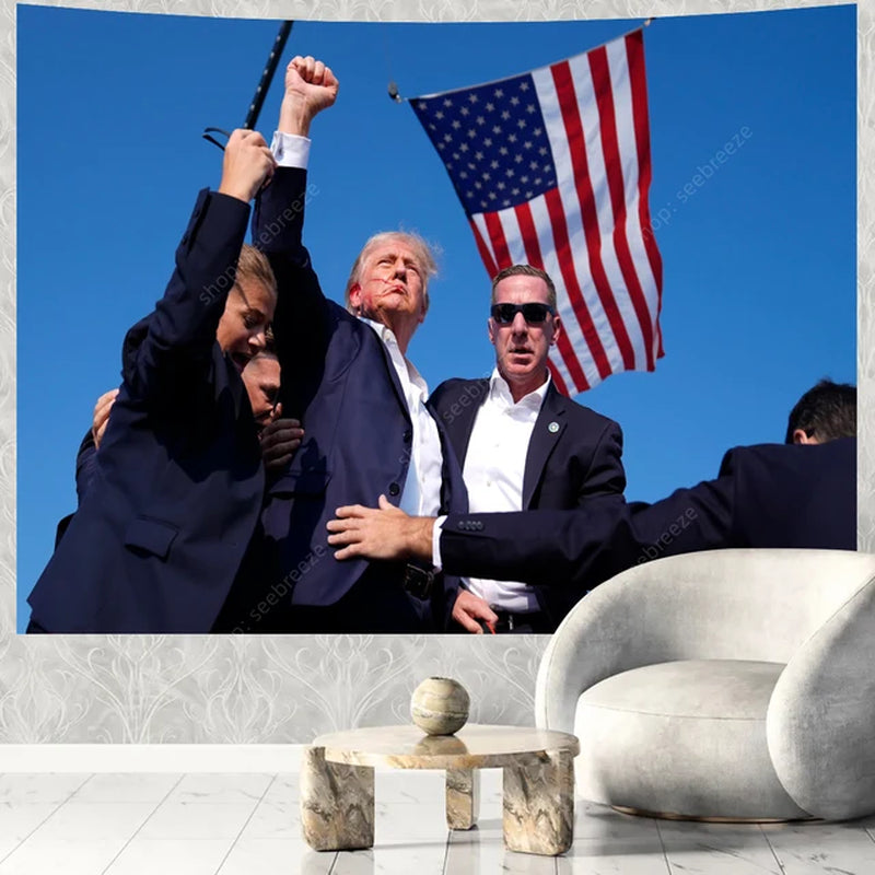 Donald Trump Shot Scene Tapestry Wall Hanging 2024 Shooting at Trump Rally INS Wall Decor Tapiz Home and Garden Banner Tapestry