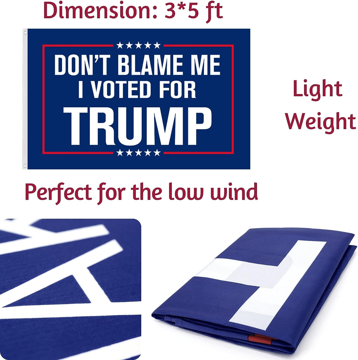 Don'T Blame Me I Voted for Trump Flag - Trump 2024 Flag, Re-Elect Trump Flag 2024 with Brass Grommets Patriotic Outdoor Indoor Decoration Banner, 3X5 Ft