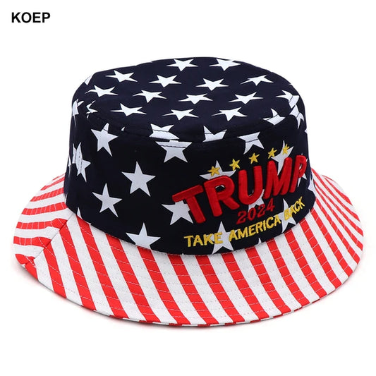 MAGA Bucket Hat Trump 2024 Flag Cap Take America Back Donald Trump Unisex Outdoor Sun Hat