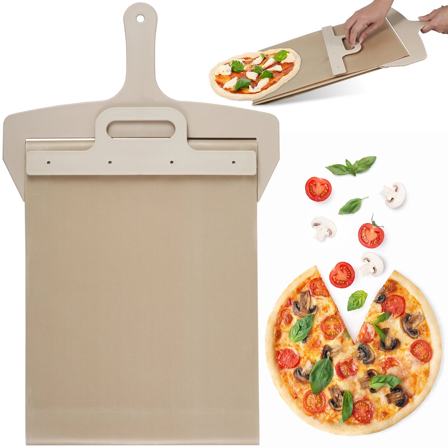 Sliding Pizza Peel Sliding Pizza Shovel with High Temperature Cloth and Handle Non-Stick Pizza Slider Paddle for Baking Pizza