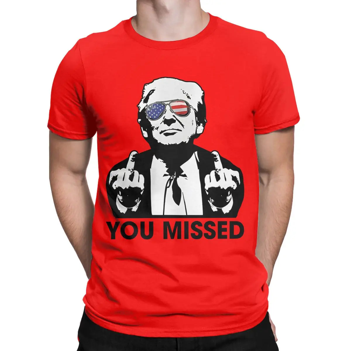 Shooting at Donald Trump Rally Outfits T-Shirts for Men Women Trump You Missed Vintage 100% Cotton Adult Cloth